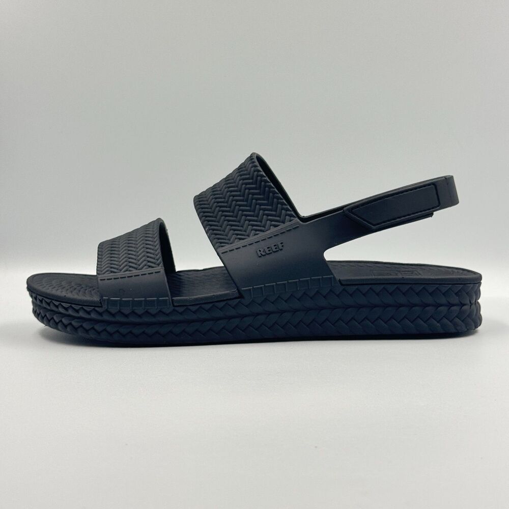 Reef Womens 9 Black Water Vista Double Strap Platform Sandals PVC Free